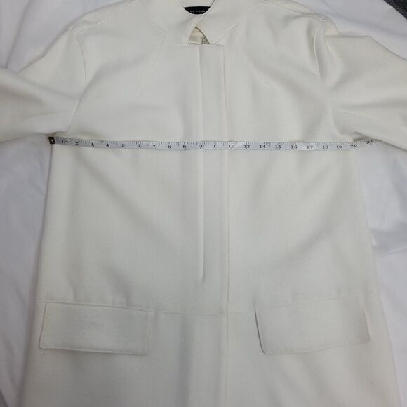 ZARA WOMAN coat cream‎ ivory zip up long peacoat jacket L - Picture 9 of 11